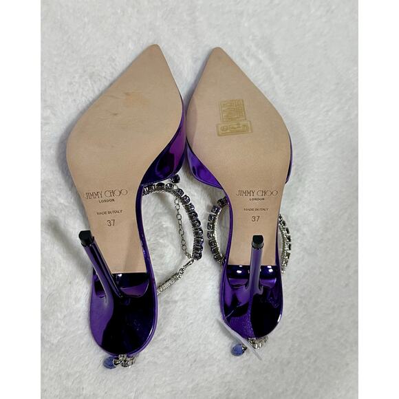 Jimmy Choo Women Saeda 100 Pumps in Viola leather - Picture 6 of 8
